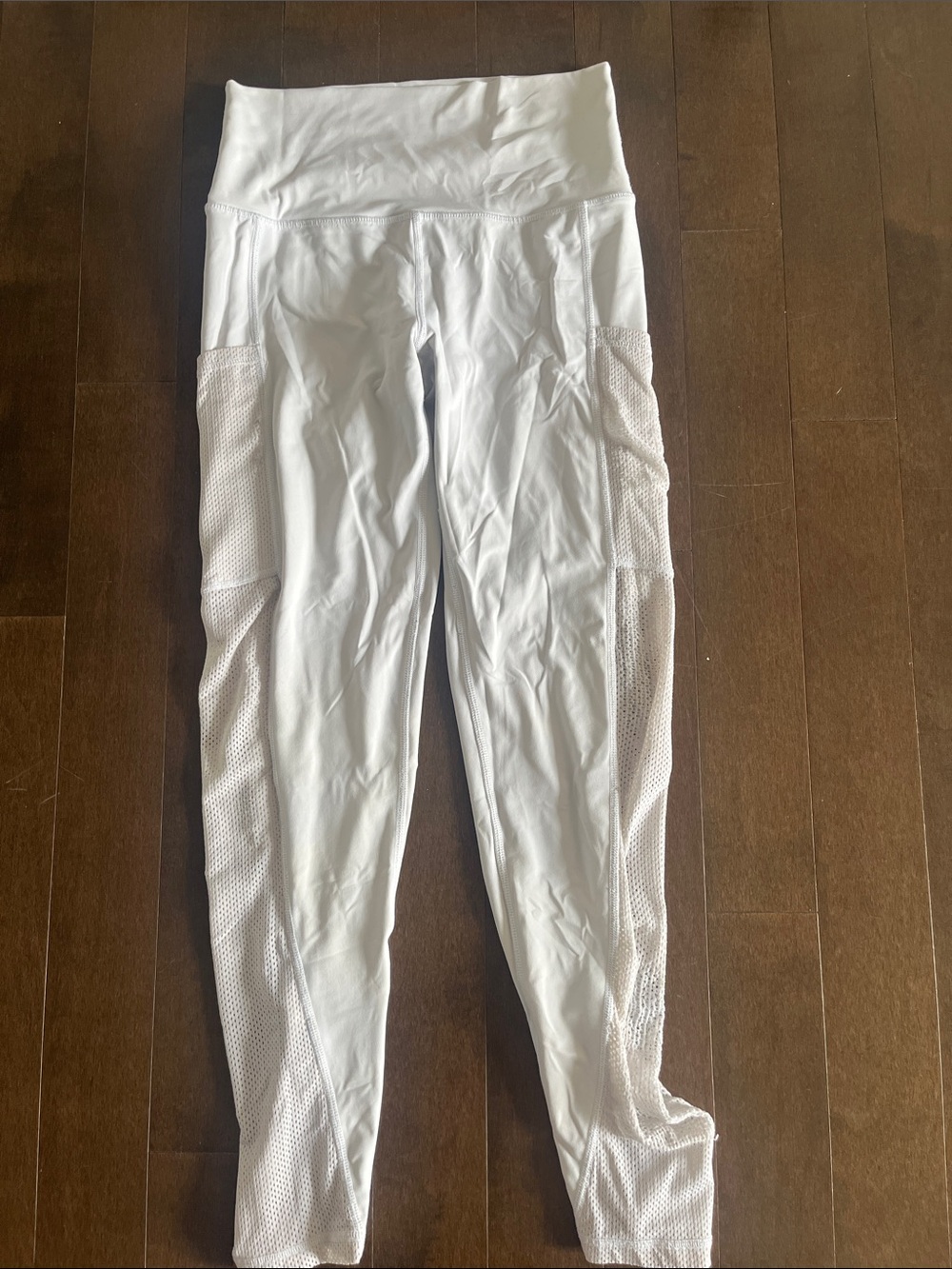 aerie White Performance Leggings with Mesh Side Panels